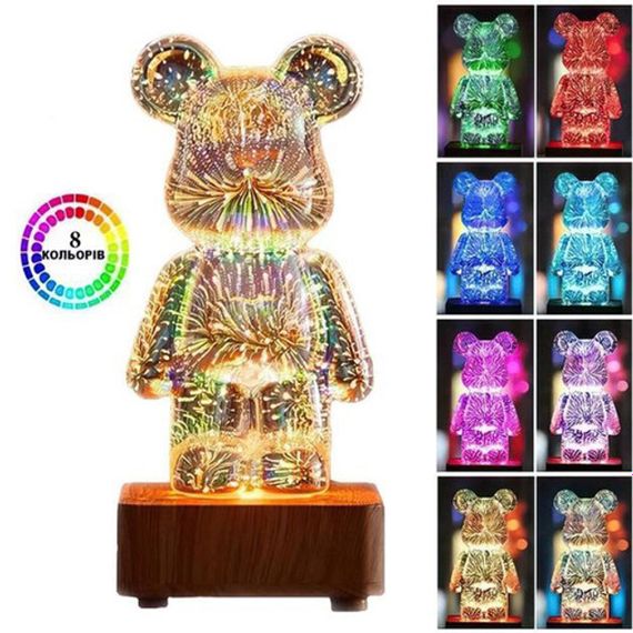 Ночник 3D Bearbrick Мишка KX197 8 кольорів, RGB+Тепле Світло (47075-KX197_407) | Зображення 3