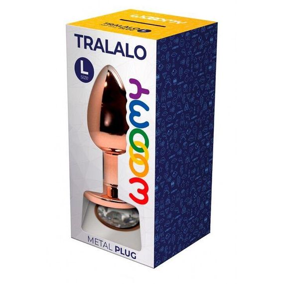 Металева анальна пробка Wooomy Tralalo Rose Gold Metal Plug Size L, діаметр 4 см, довжина 9 см | Зображення 1
