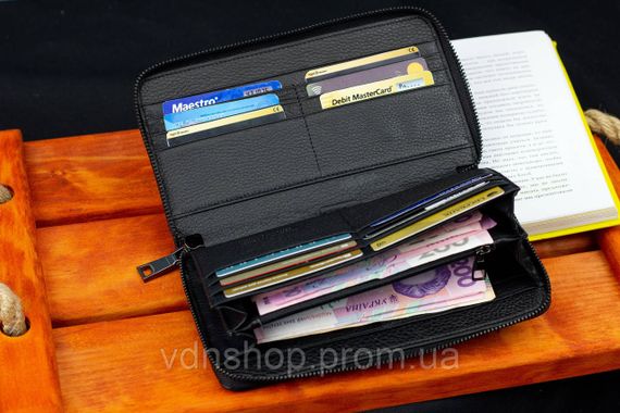 Чорний гаманець-клатч з блоком під картки під однією блискавкою з натуральної шкіри Marco Coverna МС-5901Q | Зображення 8