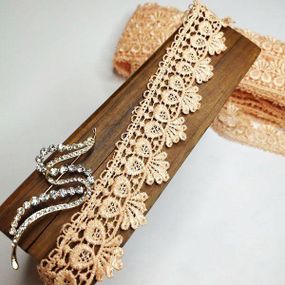 (1 метр) Кружево макраме  4см Цвет - Персик (33М-Y12404A-2)