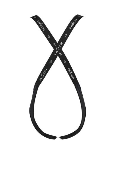 Мужское открытое боди Passion 027 BRUNO S/M Black, под латекс, на лямках sexstyle | Зображення 3