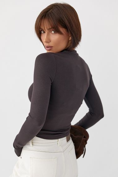 Однотонний еластичний лонг - темно-коричневий цвет, L (є розміри) | Зображення 1