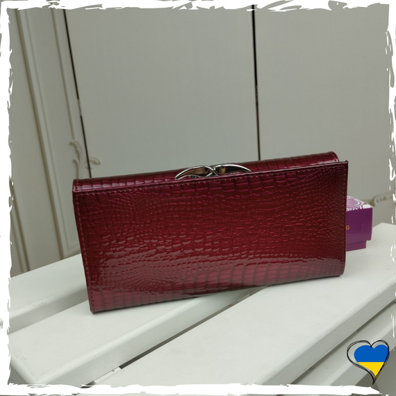 Гаманець жіночий лаковий з натуральної шкіри. Гаманець шкіряний. Кожаный кошелек | Зображення 5