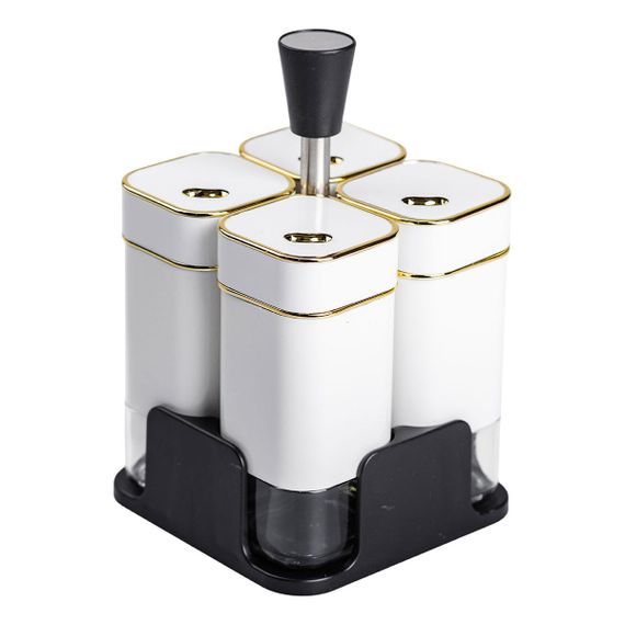 Набір для спецій на підставці 4 предмети 10х10х17 см ємності для приправ 120 мл Білий HP-1312 | Зображення 2