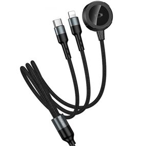 Дата кабель Hoco CW64 3in1 Type-C to iWatch/Lightning/Type-C 15W (1.2m) Black