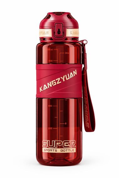 Спортивная бутылка для воды KANGZYUAN 700 мл Красная, Tritan (BPA Free), ударопрочная с ремешком | Зображення 1