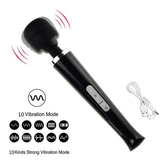 Вібромасажер Massager Wand USB Black 10 Function Sex Aura | Зображення 5