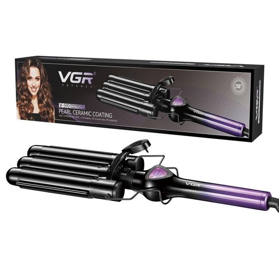 Плойка для волосся потрійна VGR V-590 PURPLE 130 Вт фіолетова