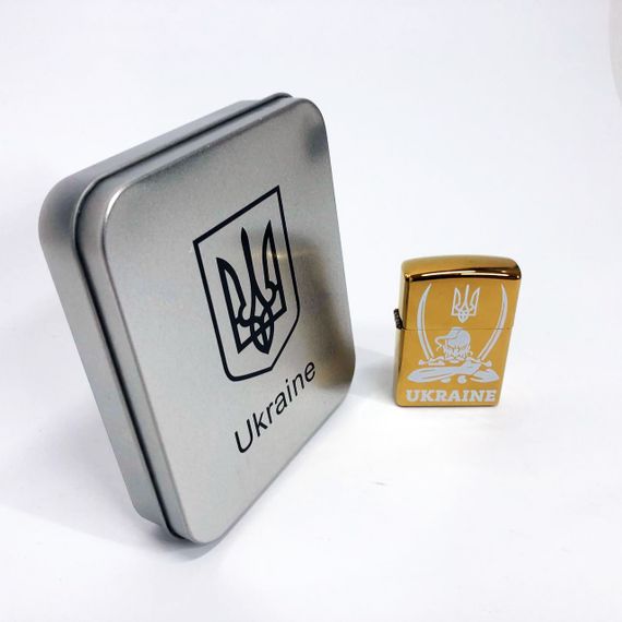 Дугова електроімпульсна запальничка USB Україна (металева коробка) HL-449. Колір: золотий | Зображення 7
