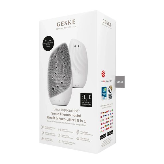 Очищувальна щітка для обличчя GESKE Sonic Thermo Facial Brush&Face-Lifter 8в1 white, Білий | Зображення 7
