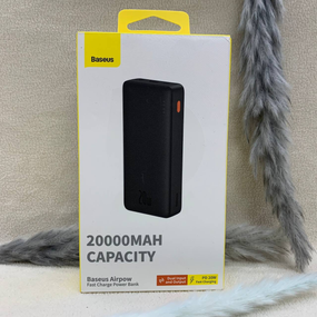 Павербанк Baseus Airpow 20000mAh 20W QC3.0 PD3.0 — зовнішній акумулятор з двома портами USB + Type-C, швидка зарядка, чорний