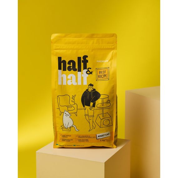 Корм сухий HalfHalf для дорослих котів із яловичиною 2 кг | Зображення 3