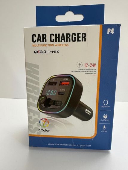 Автомобильный FM-передатчик Bluetooth с быстрой зарядкой QC3.0, 2 USB и 1 Type-C | P4 | Зображення 3