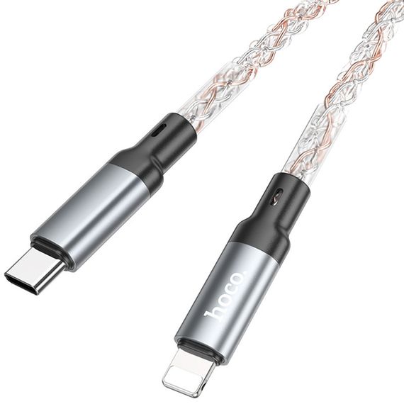 Дата кабель Hoco U112 Shine 20W Type-C to Lightning (1m) Gray | Зображення 3