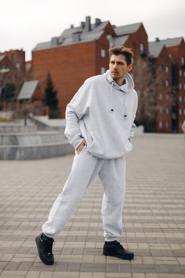 Костюм теплий чоловічий oversize сірий