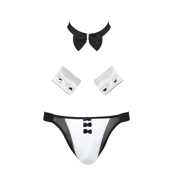 Комплект еротичної чоловічої білизни Passion 036 ALFRED S/M Black, труси, комірець, манжети | Зображення 4