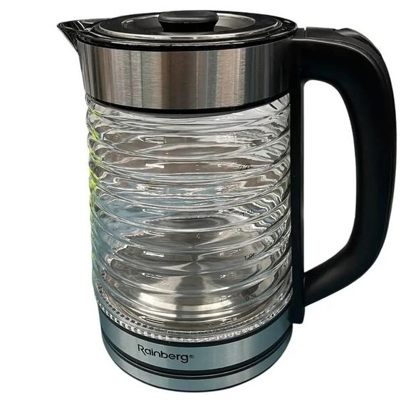Электрочайник Rainberg RB-2312 стеклянный дисковый чайник 2.2л 2200Вт Silver QL-49