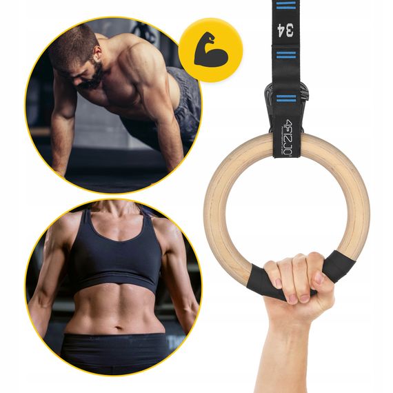 Гімнастичні кільця 4FIZJO дерев'яні, регульовані Black/Blue (P-5905973402743) | Зображення 5