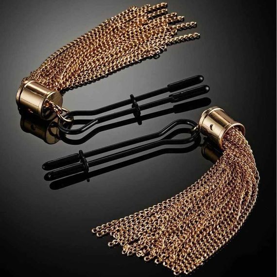 Затискачі для сосків Guilty Pleasure Tassel Tease Clamps, чорно-золоті Sex Aura | Зображення 7