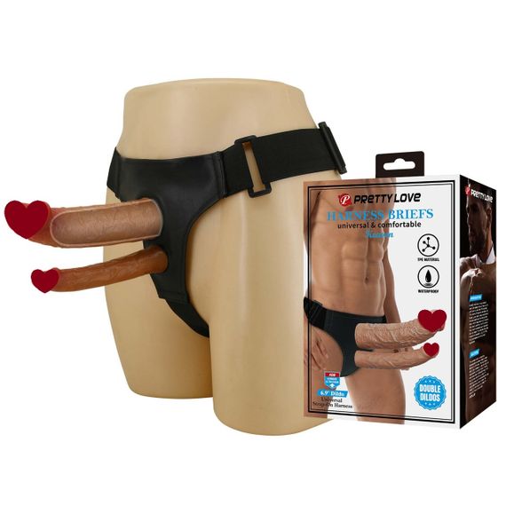 Страпон подвійний, чоловічий Pretty Love Kearen на трусиках-ременях, 17.5 х 4.2 х 2.5 см sexstyle