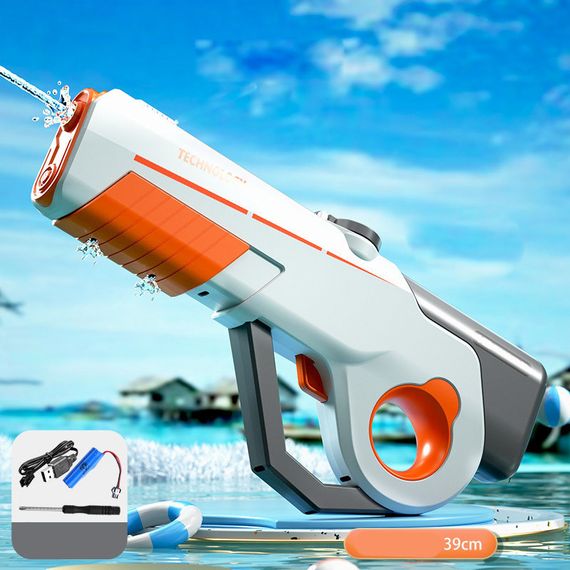 Водяний акумуляторний автомат Water Gun 8002C (600ml) with lithium battery White / Orange | Зображення 4