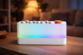 Портативный звуковой генератор 3в1 / Умная колонка с RGB-подсветкой / Ночник с таймером, на аккумуляторе, для сна, релаксации и
