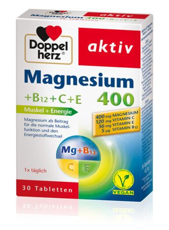 Комплекс Doppelherz Magnesium B12 + C + E для підвищення енергії Вітаміни Магній 400