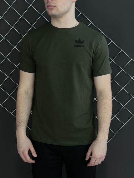 Комплект 3 в 1 Демісезонний спортивний костюм Adidas худі хакі + чорні штани (двонитка) + Футболка хакі Adidas | Зображення 3