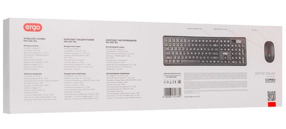 Комплект бездротовий (клавіатура, миша) Ergo KM-250 WL Black | Зображення 8