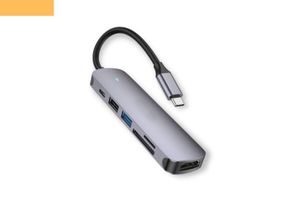 Док-станция Хаб USB переходник XPRO HB28 HDTV с входом Type-C и картридером серый (34380-01)