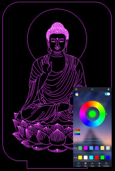 Акриловий світильник-нічник керування з телефона Будда tty-n000695