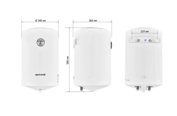 Водонагрівач Mixxus EWH-07030 ROUND WET 30 л, 1,5 кВт, "мокрий" ТЕН, вертикальний, циліндричний, білий (WH0600) | Зображення 1