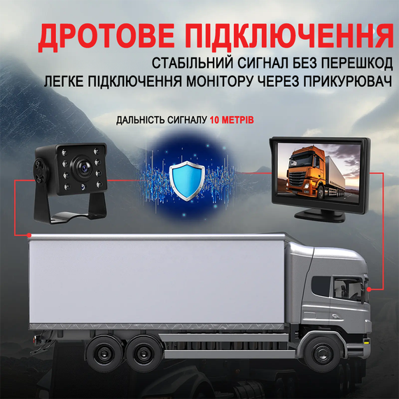 Камера заднего вида с монитором 5" Podofo A3772 | парковочный комплекс для грузовых автомобилей, на лобовое стекло или торпедо | Зображення 1