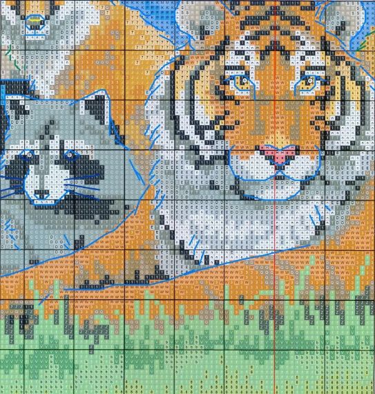 Набор для вышивания по нанесённой на канву схеме  "Animal world (3)".AIDA 14CT printed, 55*42 см | Зображення 4