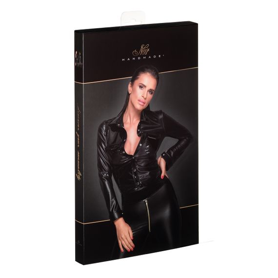 Блузка з вінілу з мокрим ефектом Noir Handmade F227 чорна, XL Sex Aura | Зображення 3