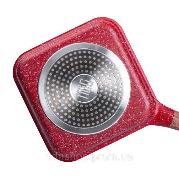 Сковорода-гриль алюминиевая, квадратная, 2,5 л, с антипригарным покрытием, 24 см MGC Red HP-4-443R | Зображення 2