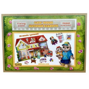 Дерев'яний пазл-вкладиш "Котячий літній будинок" (ПСД272) PSD272