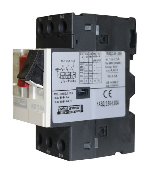 Автоматичний вимикач 1АВД 2.5-1.6А захисту двигуна 220V 0.37kW / 400V 0.75kW Ny95504991 | Зображення 3