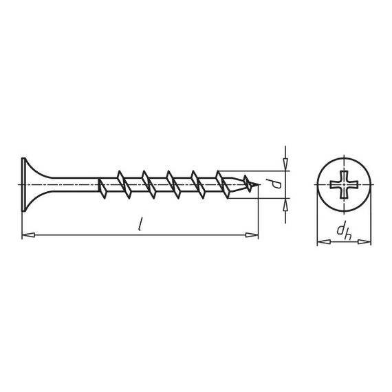Гвинт для стін з гіпсокартону з великим різьбленням 3,9X70/50 | Зображення 1