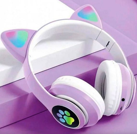 Бездротові дитячі Bluetooth навушники Cat Ear VZV-23M з котячими вушками Бузкові | Зображення 2