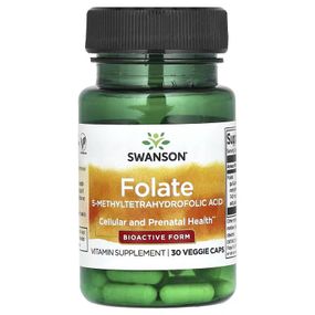 Фолат Swanson Folate [6S]-5-Methyltetrahydrofolic Acid 740 mcg (Quatrefolic® 680 mcg DFE), 30 капсул