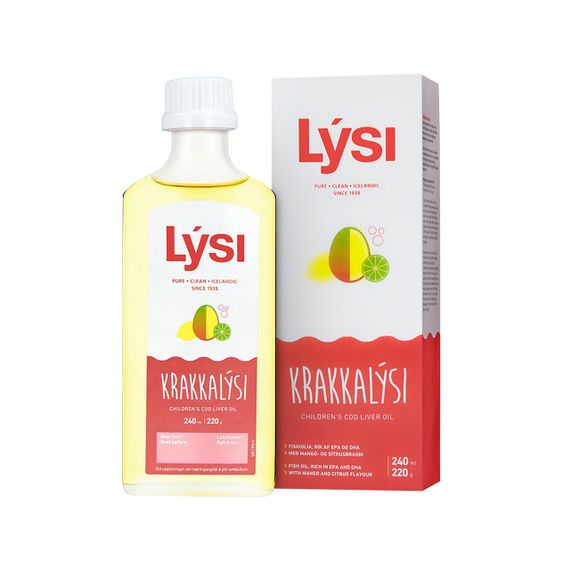 Риб&#39;ячий жир з печінки тріски та тунця для дітей, Children&#39;s Cod Liver Oil, LYSI, з вітамінами A, D, E, смак лимона та