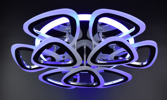 Люстра світлодіодна стельова LED світильник для квартири на стелю лед з пультом 25948 Хром 11х57х57 см. | Зображення 6