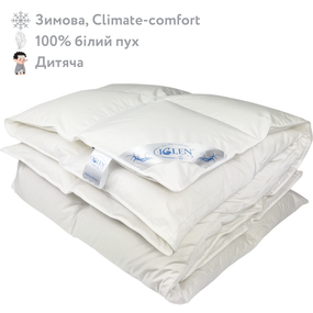 Одеяло пуховое зимнее со 100% белым гусиным пухом детское IGLEN Climate-comfort 110х140 (11014010W)