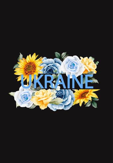 Футболка жіноча чорна з принтом "Україна на квітах", L | Зображення 1