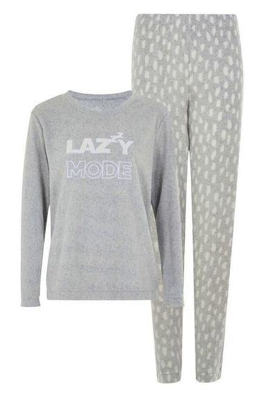 Флисовая пижама с длинными рукавами Primark Lazy Mode Light Gray Светло-серая S | Зображення 1
