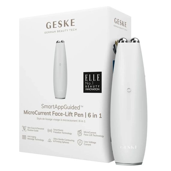 Микротоковая ручка для подтяжки кожи лица GESKE MicroCurrent Face-Lift Pen 6в1 white, Белый