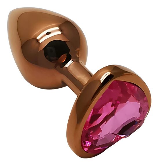 Анальна пробка EGZO Dark Gold Heart Plug Rose S, металева з рожевим кристалом Sex Aura | Зображення 1