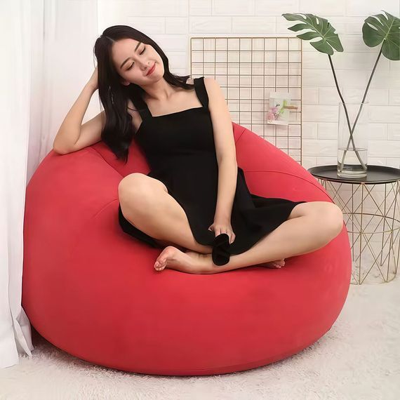 Надувное кресло-пуф Inflatable Sofa / Надувное кресло-мешок 110×110×85 см Красный | Зображення 3