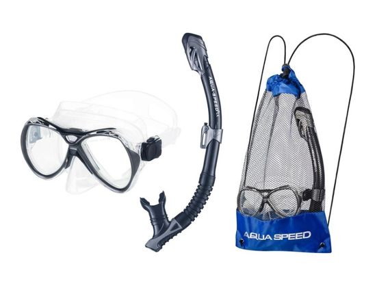 Набір маска і трубка Aqua Speed ​​MANUS + BORNEO 8238 чорний OSFM 5908217682383